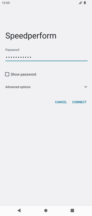Key in the password for the WiFi network and press CONNECT.