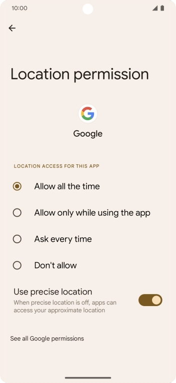 Press the required setting. Press the required setting.