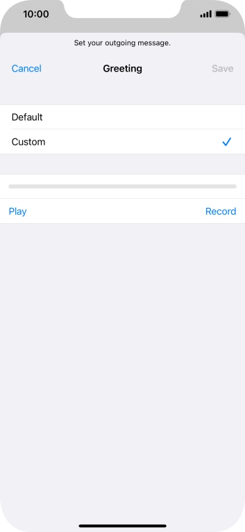 Press Record to start recording a personal greeting.