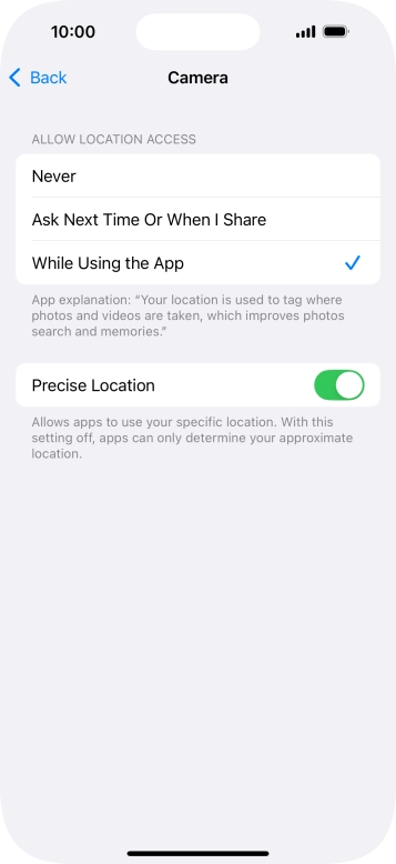 Press the required setting to turn the function on or off. Press the required setting to turn the function on or off.