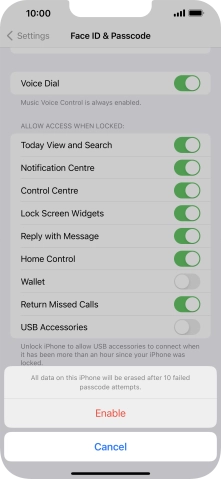 If you turn on the function, press Enable.