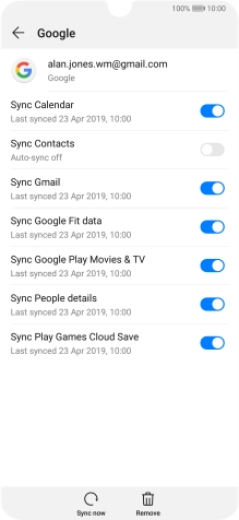 Press the indicator next to 'Sync Contacts' to turn on the function.