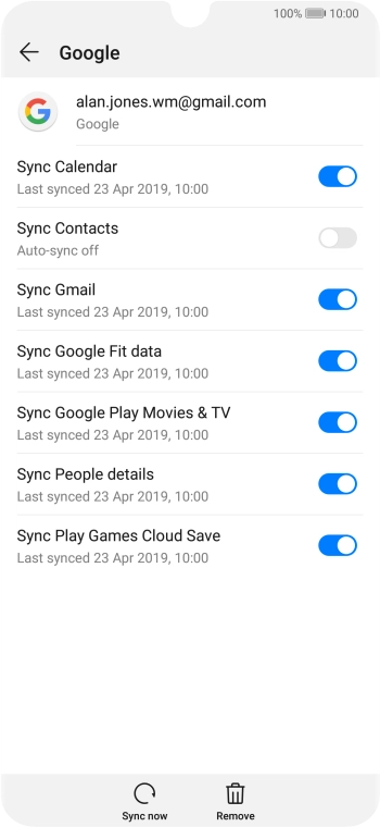 Press the indicator next to 'Sync Contacts' to turn on the function.