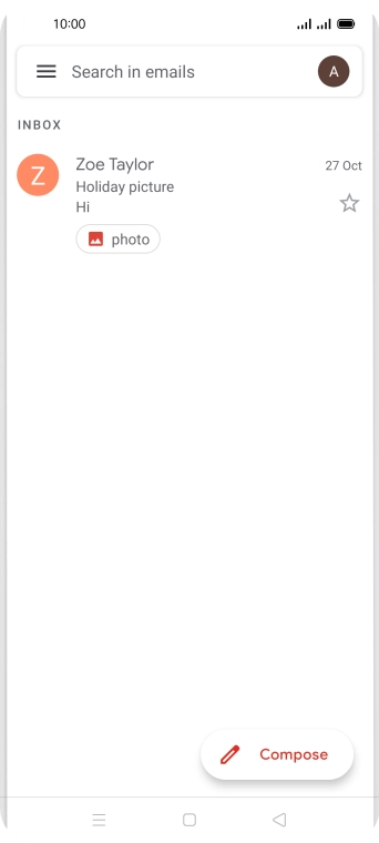 Press the email account icon.
