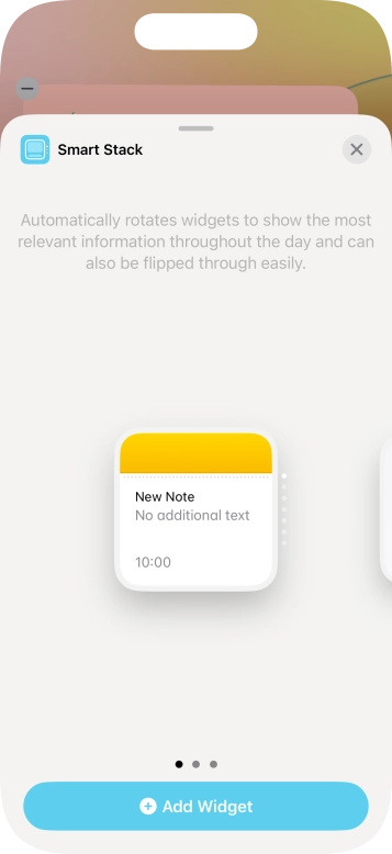 Slide your finger right or left on the screen to select the required widget size. Slide your finger right or left on the screen to select the required widget size.