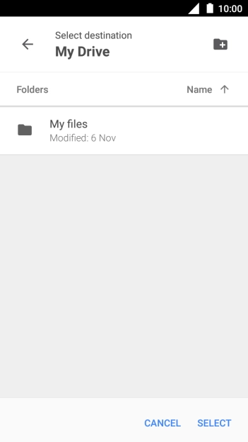 To create a new folder, press the new folder icon and follow the instructions on the screen to create a new folder.