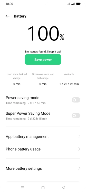 Press the indicator next to 'Power saving mode' to turn on the function.