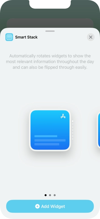 Slide your finger right or left on the screen to select the required widget size. Slide your finger right or left on the screen to select the required widget size.