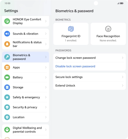 Press Disable lock screen password and key in the additional phone lock code you created earlier.