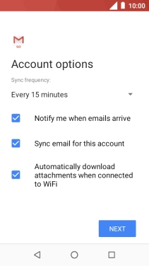 If this screen is displayed, you email account has been recognised and set up automatically. Follow the instructions on the screen to key in more information and finish setting up your phone.