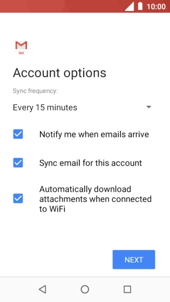If this screen is displayed, you email account has been recognised and set up automatically. Follow the instructions on the screen to key in more information and finish setting up your phone.
