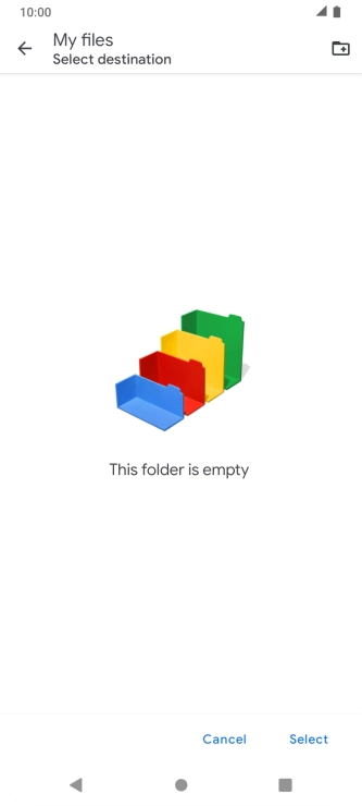 To create a new folder, press the new folder icon and follow the instructions on the screen to create a new folder.