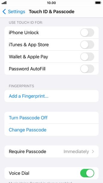 Press Turn Passcode Off and key in the lock code.