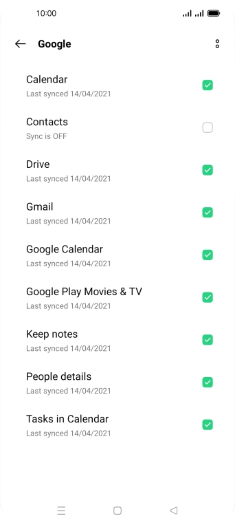 Press the field next to 'Contacts' to turn on the function.