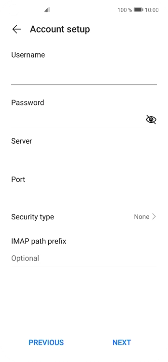 Press the field below 'Server' and key in the name of your email provider's incoming server.
