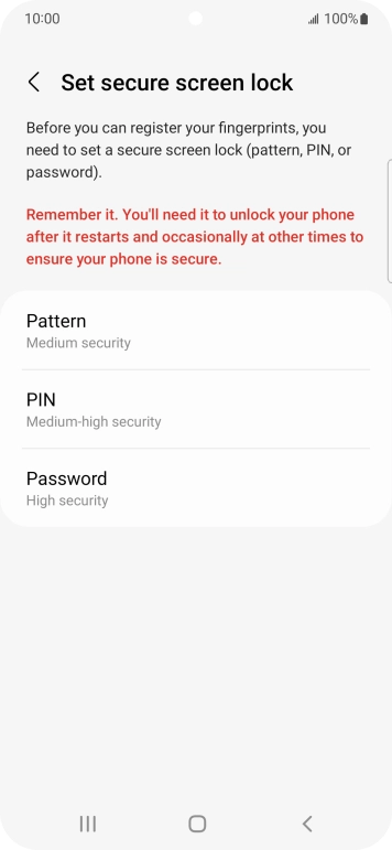Press the required lock code and follow the instructions on the screen to create an additional lock code.