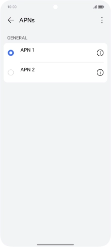 Press the field next to the data connection to activate it.