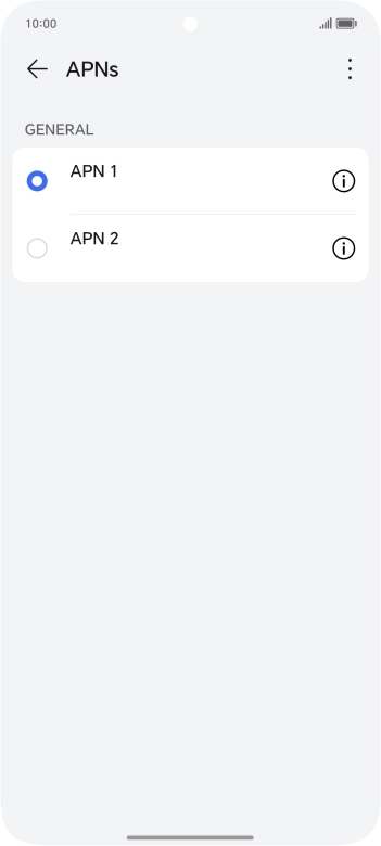 Press the field next to the data connection to activate it.