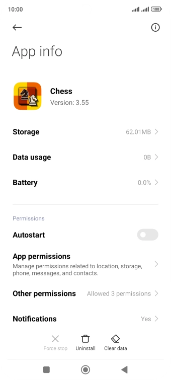 Press Clear data.