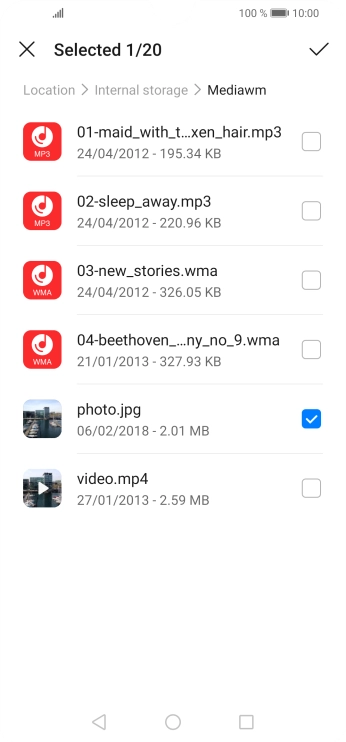 Press the confirm icon. Press the confirm icon.