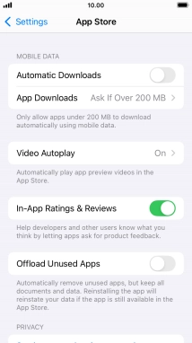 Press the indicator next to 'Automatic Downloads' to turn the function on or off.