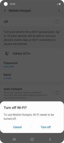 If WiFi is turned on, press Turn off.