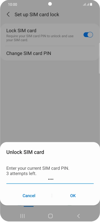 Key in your SIM PIN and press OK. The default SIM PIN is 0000.