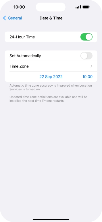 Press the indicator next to 'Set Automatically' to turn on the function.