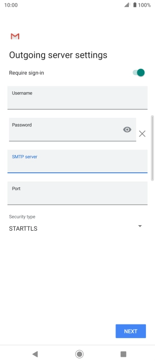 Press the field below 'Port' and key in 25.