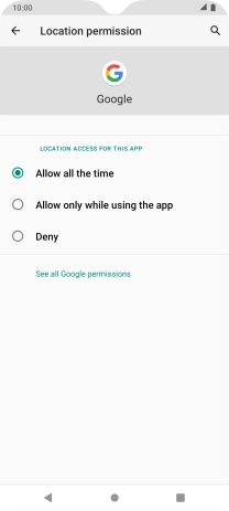 Press the required setting.
