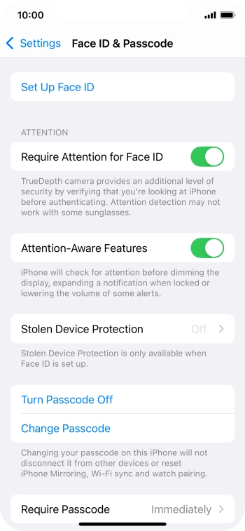 Press Turn Passcode Off and key in the lock code.