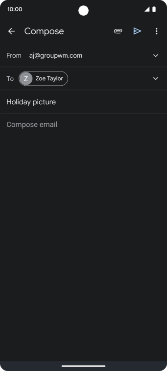 Press the text input field and write the text for your email.
