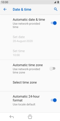 Press the indicator next to 'Automatic time zone' to turn on the function.