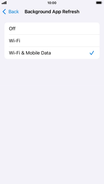 To turn off background refresh of apps, press Off.