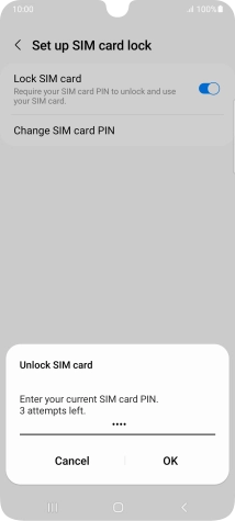 Key in your SIM PIN and press OK. The default SIM PIN is 0000.
