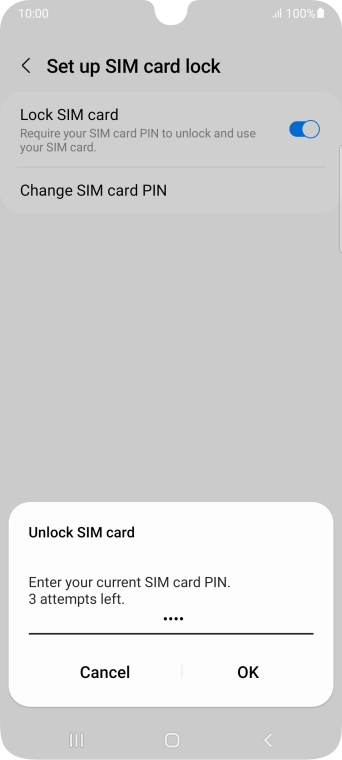 Key in your SIM PIN and press OK. The default SIM PIN is 0000.