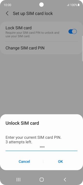 Key in your SIM PIN and press OK. The default SIM PIN is 0000.