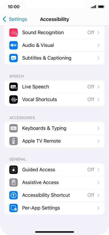 Press the required category below 'ACCESSORIES' and follow the instructions on the screen to select the required settings.