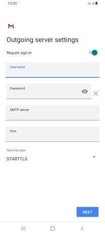 Press the field below 'Password' and key in the password of your email provider's outgoing server.