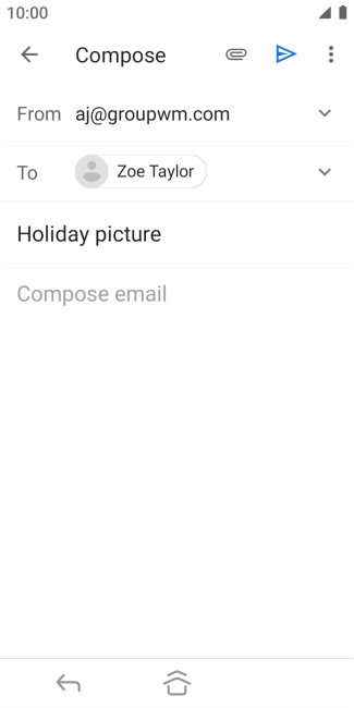 Press the text input field and write the text for your email. Press the text input field and write the text for your email.