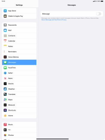 Press the indicator next to 'iMessage' to turn on the function.