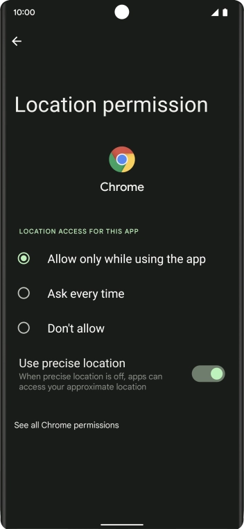Press the required setting. Press the required setting.