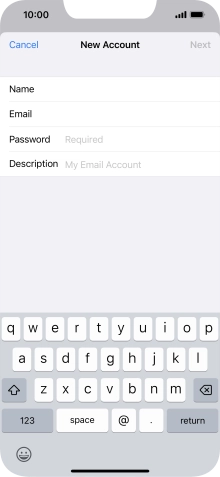 Press Password and key in the password for your email account.