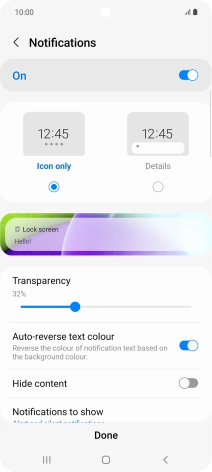 Press the required settings to turn them on or off.