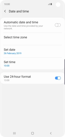 Press the indicator next to 'Automatic date and time' to turn on the function.