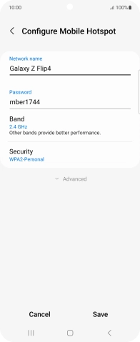 Press the field below 'Network name' and key in the required name.