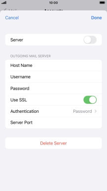 Press the indicator next to 'Use SSL' to turn off the function.