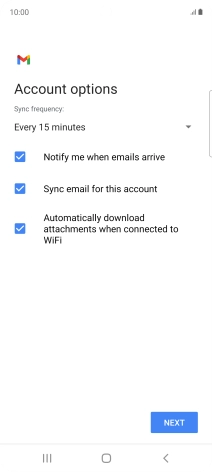 If this screen is displayed, you email account has been recognised and set up automatically. Follow the instructions on the screen to key in more information and finish setting up your phone.