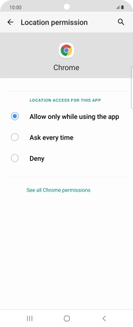 Press the required setting.
