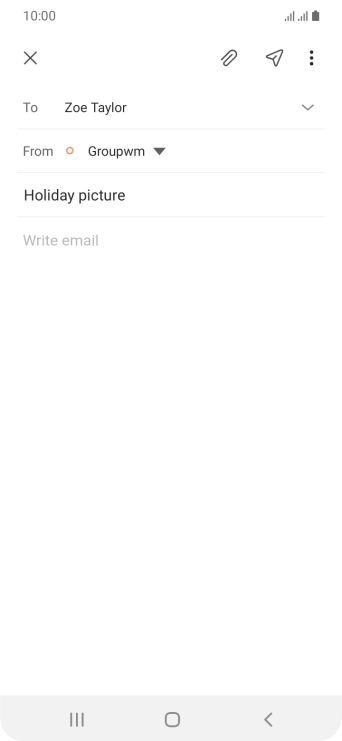 Press the text input field and write the text for your email.